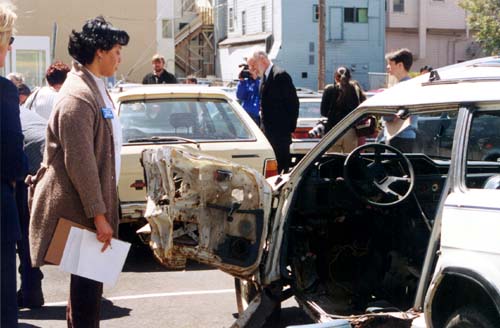 Juror examines Judi Bari's bombed car