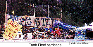 protesters block logging road