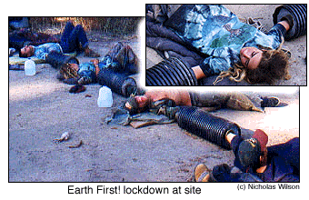 protesters block logging road