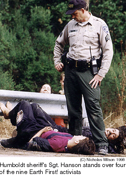 Sgt. Hanson stands among activists