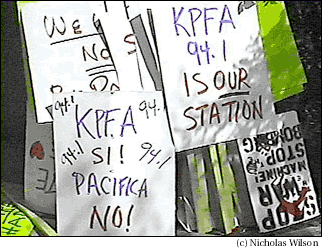 KPFA protest signs